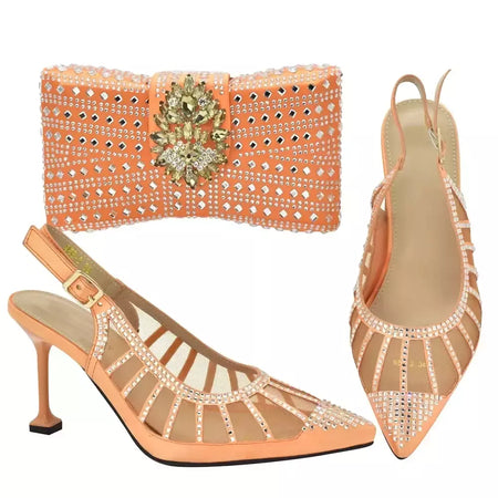 Sapato italiano e saco conjunto para mulheres, sapatos nigerianos, bolsa de correspondência para festa de casamento real, sapatos de luxo, moda mais recente