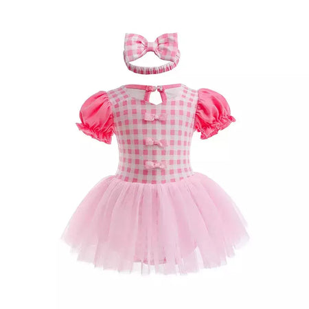 Baby Romper TUTU Vestido Com Headband Infantil Baby Princess Girl Roupas Tamanho 3-18M Cute Design Baby Dress Party Trajes