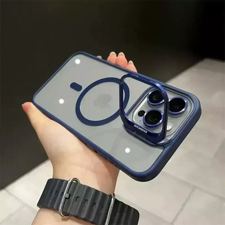 Magsafe suporte de proteção de lente magnética capa de telefone para iphone 17 12 13 14 15 16 pro max câmera vidro transparente anel de metal capa