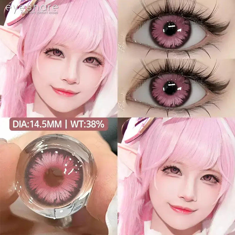 AMARA 1 par de lentes de contato coloridas para olhos, lentes azuis para cosplay de anime, lentes coloridas roxas, rosa y2k, lentes vermelhas coloridas