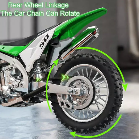 1:12 kawasaki kx450 nijia ZX-6R modelo de motocicleta brinquedo diecast liga carro roda dianteira direção absorção choque decorativo presente do menino