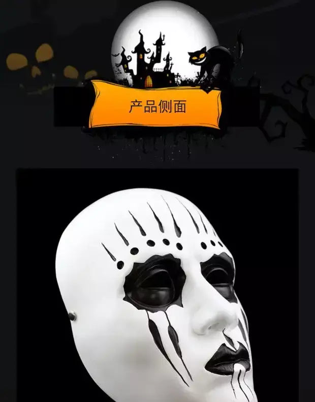 Decoração de halloween banda de halloween vestido em branco rosto cheio máscara resina, atmosfera slipknot crânio masquerade cosplay assustador Halloween Decoration