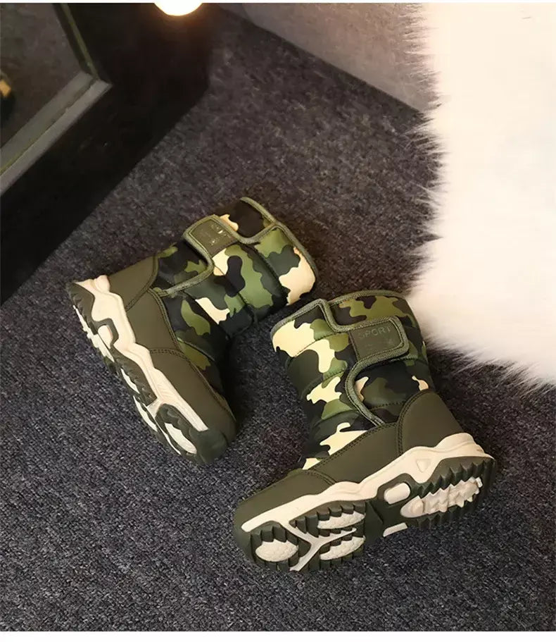 2023 inverno crianças sapatos de pelúcia tecido impermeável antiderrapante sapatos da menina sola de borracha botas de neve moda quente botas ao ar livre