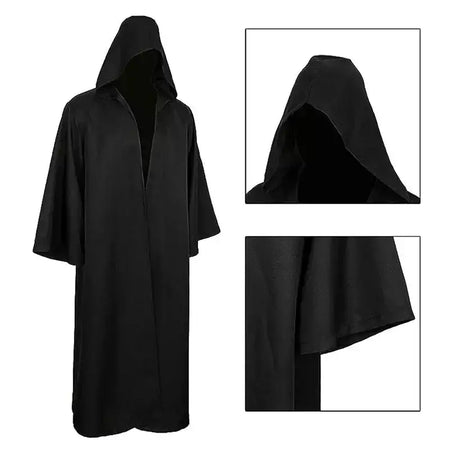 Halloween bruxa camisa longa com capuz preto robe manto cosplay traje adulto e assustador fantasma manto criança traje de férias conjunto