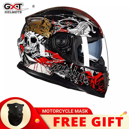 Gxt palhaço rosto cheio capacete da motocicleta lente solar interna motocross casco moto leve segurança bicicleta de rua equitação rápida casque moto