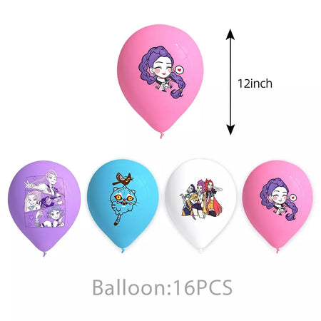 Conjunto de talheres para decoração de festa de aniversário, caçadores de demônios, copo, prato, guardanapo, banner, balão, meninas, coreano, kpop, anime, suprimentos de festa, decoração