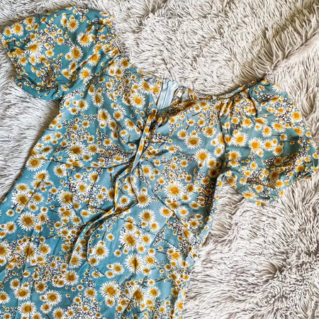 Mulheres mini vestidos de verão moda feminina vestidos impressão floral chiffon vestidos shirring plissado manga curta inchado vestido casual