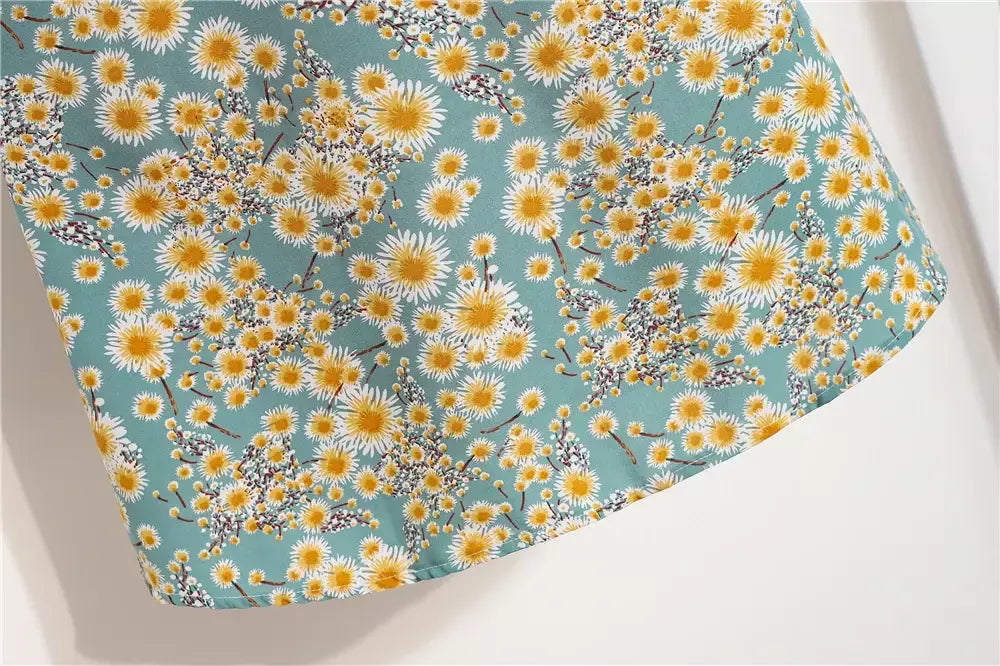 Mulheres mini vestidos de verão moda feminina vestidos impressão floral chiffon vestidos shirring plissado manga curta inchado vestido casual