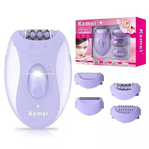 Kemei-Depiladora Elétrica Recarregável para Mulheres, 4in 1, Depilação Facial do Corpo, Aparador de Biquíni para Pernas, axilas