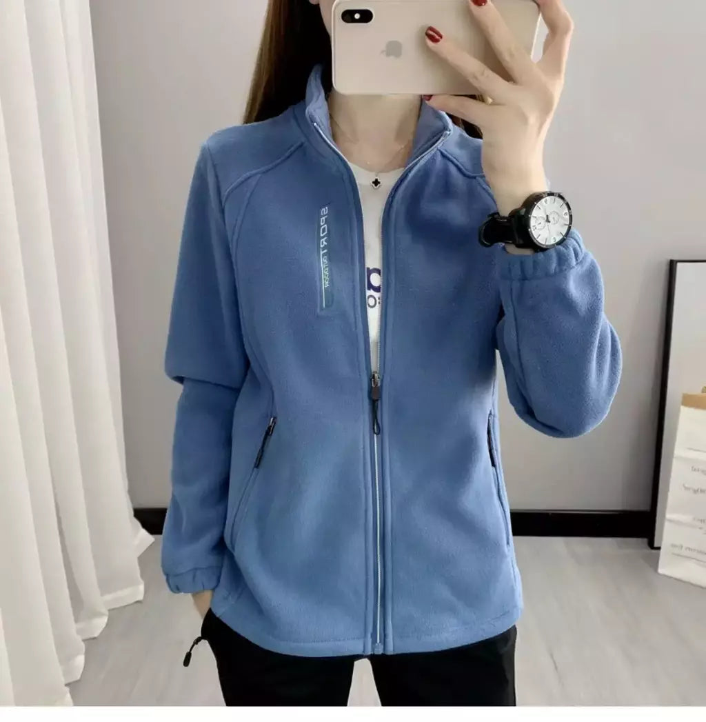 Casacos de lã tamanho grande para mulheres, cardigã quente, roupas esportivas casuais ao ar livre, caminhadas, jogging, ioga, jaquetas femininas, inverno, primavera