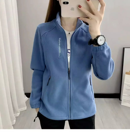 Casacos de lã tamanho grande para mulheres, cardigã quente, roupas esportivas casuais ao ar livre, caminhadas, jogging, ioga, jaquetas femininas, inverno, primavera