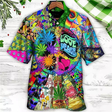Camisa dos homens do vintage 3D Havaiano Casual Wear Férias de praia Soltas montagem Masculina Top 2023 Dos Desenhos Animados Padrão Manga Curta Ao Ar Livre