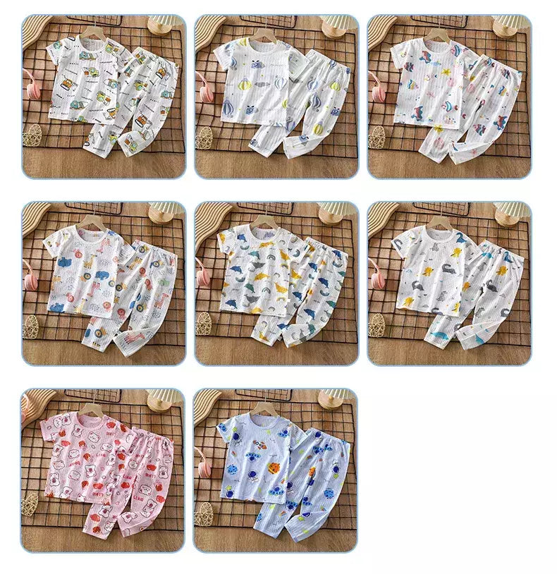 Conjunto de pijamas de manga comprida infantil, Seção fina, Roupa de bebê, Roupa doméstica, Meninos, Meninas, Crianças, Verão, Novo, 2022