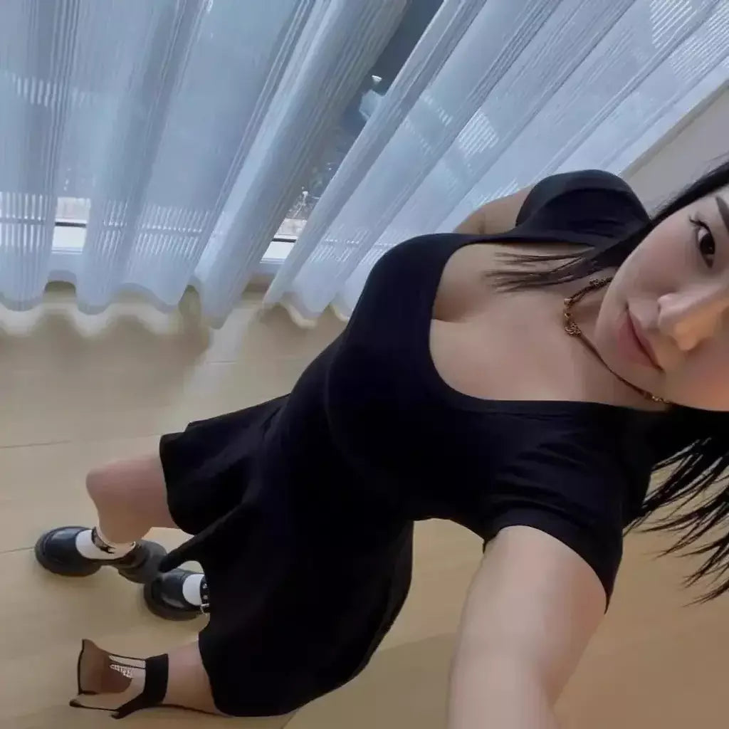 Verão novo desejo puro gola quadrada manga curta bodycon vestido elástico mini saia moda feminina fibra de poliéster cintura império