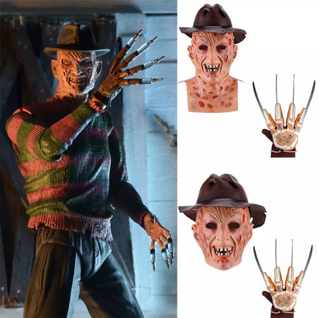 Assassinos jason máscara chapéu garras freddy krueger filmes de terror assustador látex chapelaria cosplay para emulsão para trajes de festa de halloween