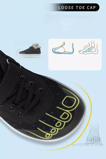 Novos meninos meninas tênis crianças largas sapatos descalços naturalmente spracam sapatos da criança pequena grande criança