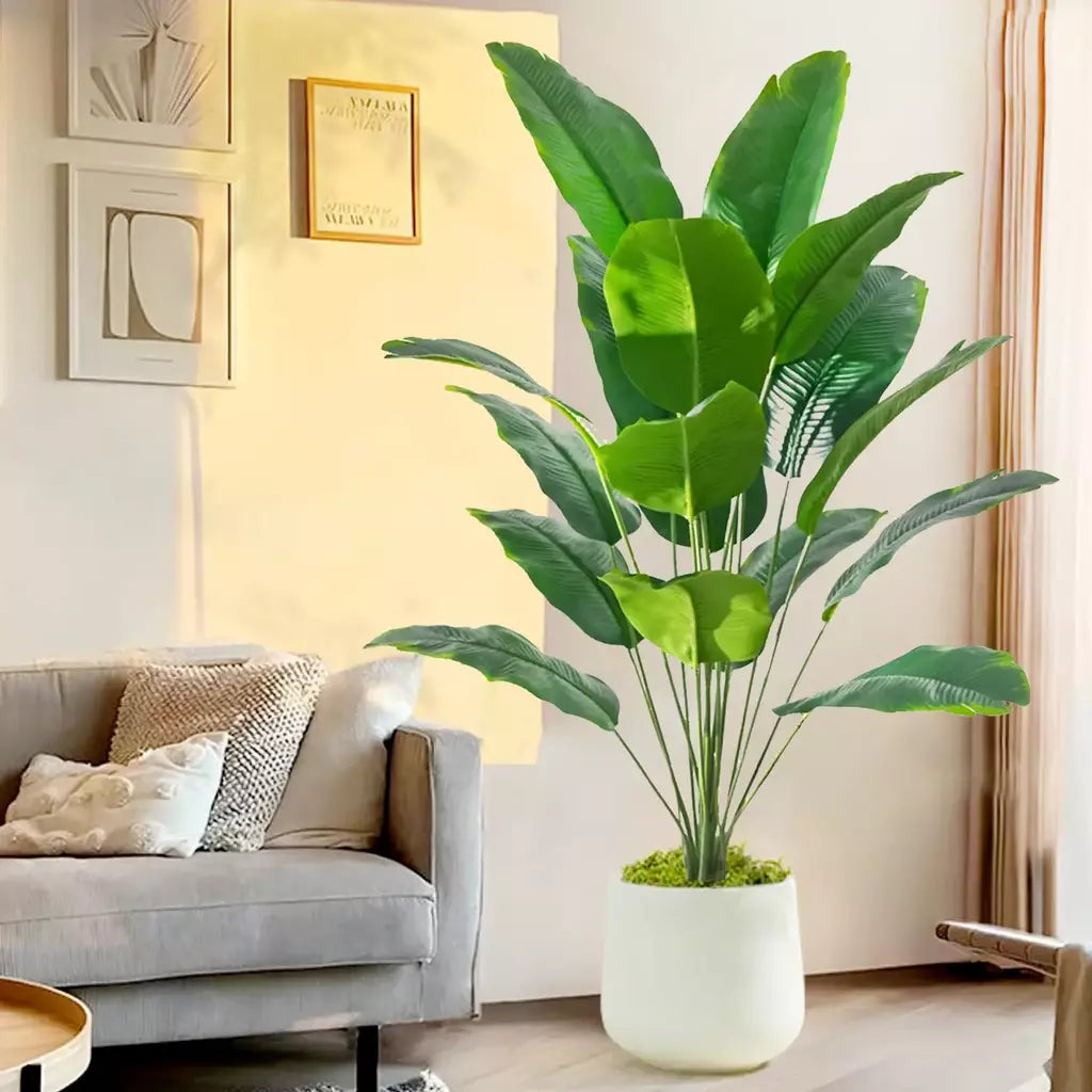 65-125cm/47.2in grande palmeira tropical falso banana planta folhas toque real strelitzia reginae planta de plástico para casa jardim