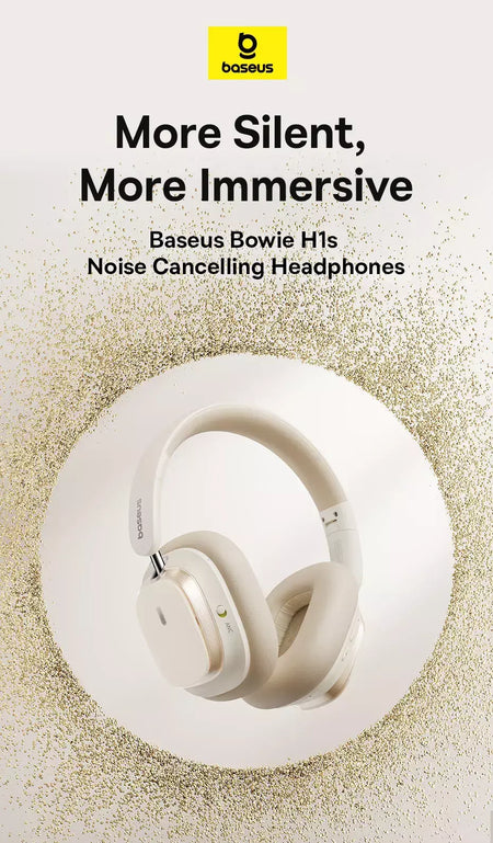 Baseus bowie h1s fones de ouvido sem fio bluetooth 5.4 cancelamento de ruído 46db sobre a orelha fone de ouvido de áudio espacial de alta resolução 120h tempo