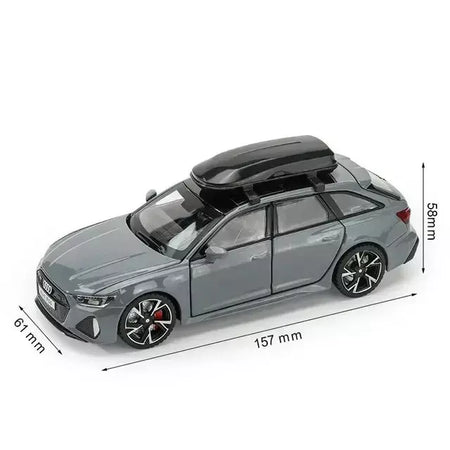 1:32 Audi RS6 Modelo de carro de brinquedo com portas de som e luz, modelo fundido de liga aberta, coleção de veículos para meninos e adultos, presente de festival