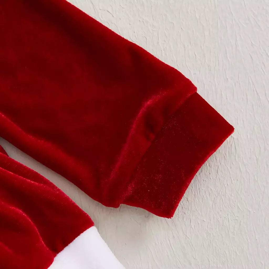 MISOWMNJOY-Romper de veludo com bowknot para bebês, vestido de festa de Natal, roupas recém-nascidas, macacão de manga comprida