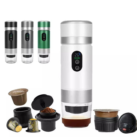 Máquina de café expresso elétrica portátil 72w, para carro e casa, acampamento, cafeteira 3 em 1, cápsula em pó, viagem, cafeteira
