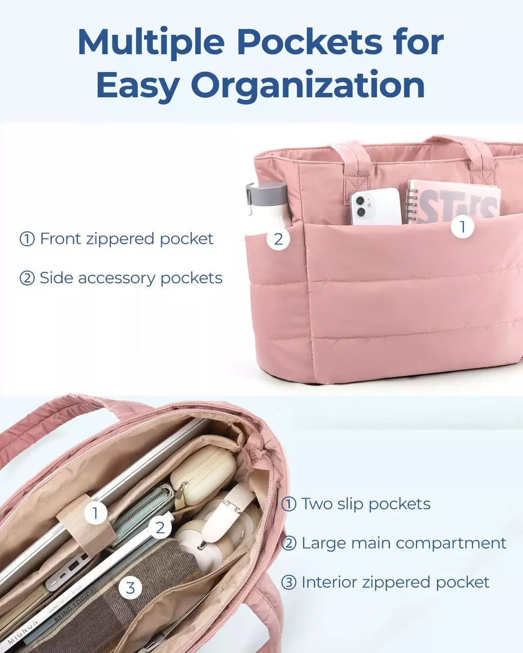 BAGSMART-Sacola de grande capacidade para mulheres, bolsas de deslocamento, bolsa feminina, bolsa de ombro mensageiro, bolsos múltiplos, bolsa múmia