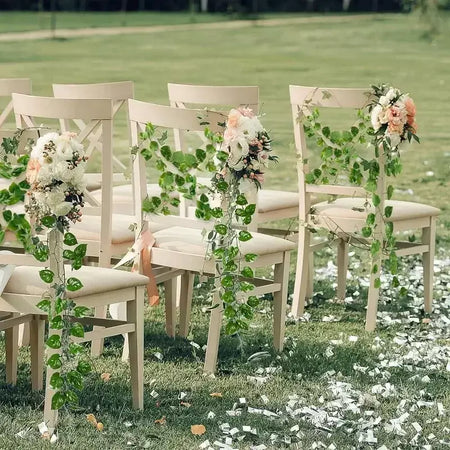 Folha de hera verde artificial rattan trepadeira folhas videira pendurado guirlanda diy flores falsas plantas para jardim festa de casamento decoração de casa