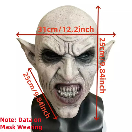 A máscara Nosferatu Máscara de vampiro cinza Halloween Dentes de vampiro Máscara de látex Adulto Tamanho único Máscara de fantasia de látex
