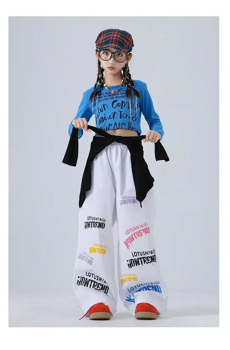 Meninas hip hop letras colheita topo graffiti joggers calças crianças k-pop roupas de dança de rua conjunto crianças menina grupo streetwear traje