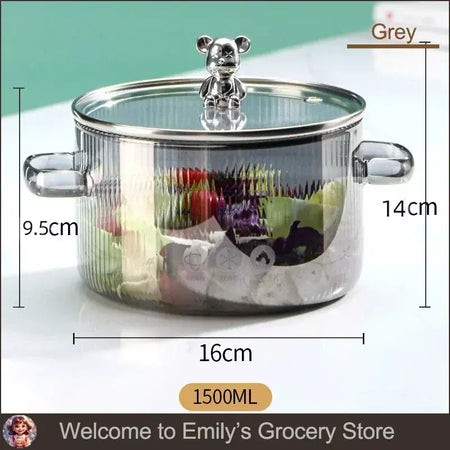 Pote de sopa de orelha dupla engrossado com tampa pote de vidro de alto borosilicato doméstico conveniente sopa macarrão instantâneo panela de leite