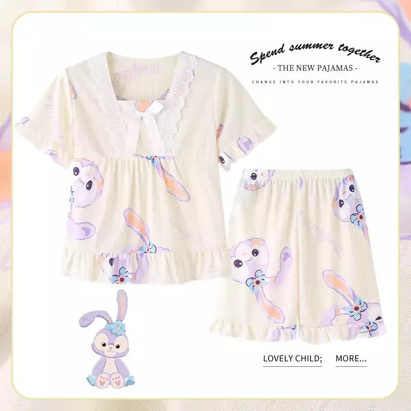 Pijama infantil para desenhos animados, roupas esportivas casuais, roupas para casa, camiseta estampada, kuromi, novo, verão