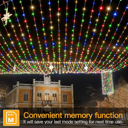 Impermeável Fairy String Lights com controle remoto, guirlanda de Natal, decoração ao ar livre, árvore, rua, casamento, festa, 1pc, 500 LED, 1000LED