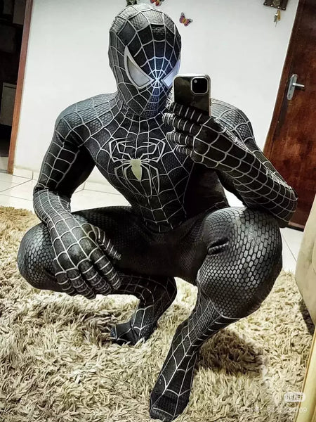 Tobey maguire spiderman traje preto/vermelho raimi homem aranha cosplay super-herói zentai terno trajes de halloween para adultos