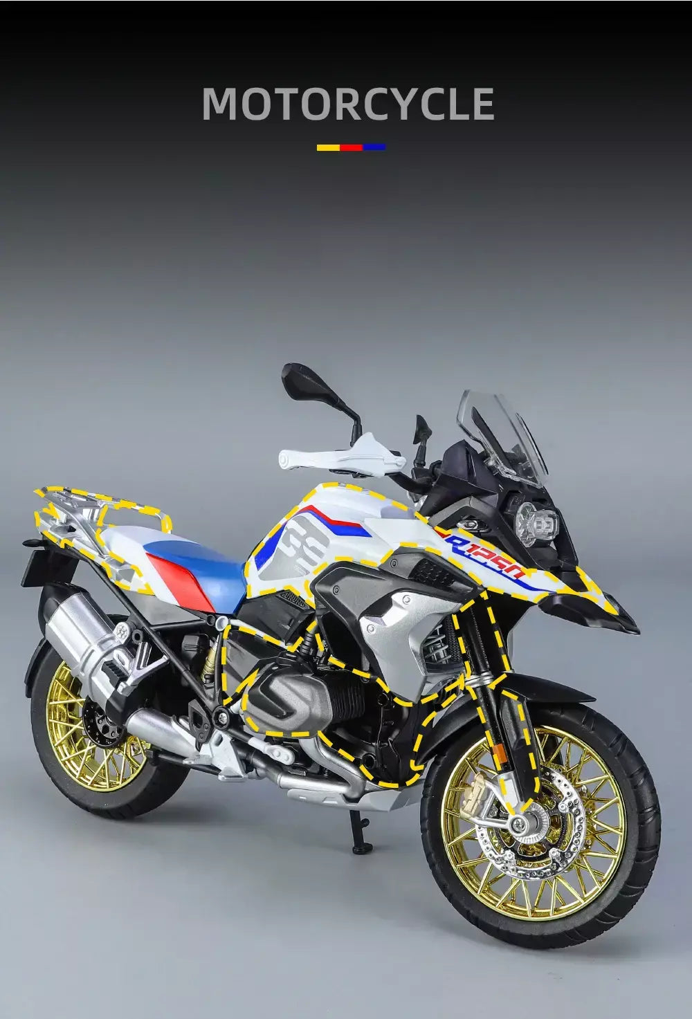 1/9 r1250 gs adv liga de corrida motocicleta diecasts rua esportes motocicleta modelo simulação com luz coleção crianças brinquedos presente