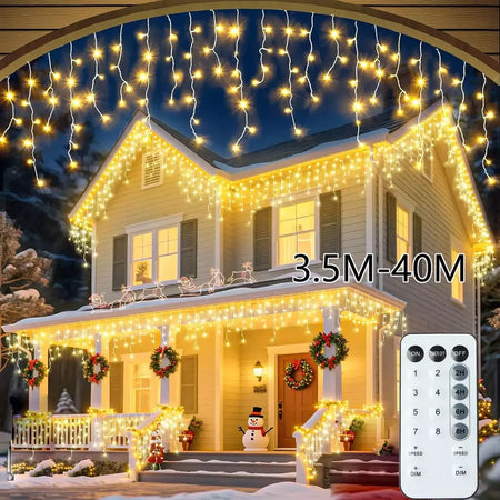 3.5m-40m luzes da corda do sincelo led luzes de fadas guirlanda de natal ao ar livre para o ano novo jardim quintal festa casamento terraço decoração