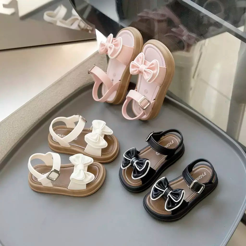 Meninas princesa sandálias de verão crianças verão sapatos de praia sapatos de dedo do pé aberto moda bowknot casual meninas sandálias sapatos de verão