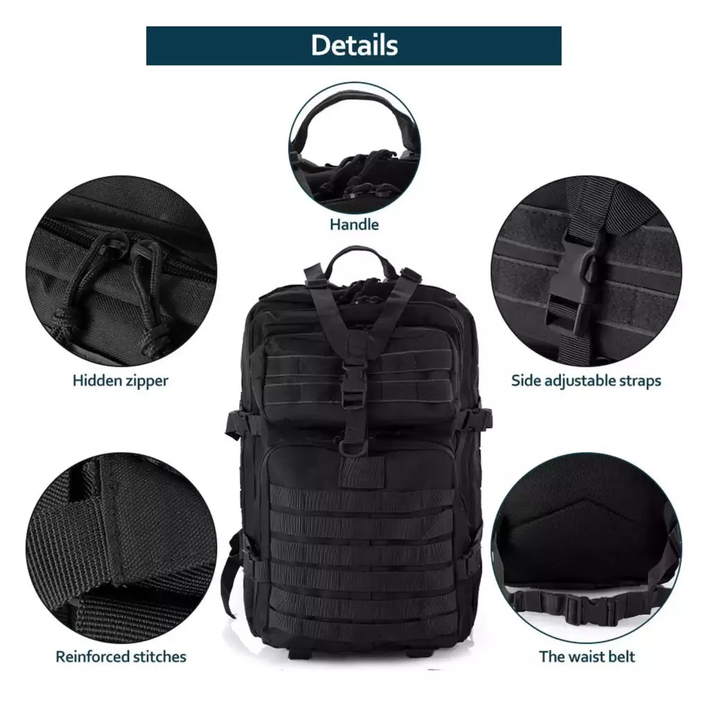 Impermeável Tactical Sports Bag, mochila de nylon resistente, mochilas ao ar livre para Trekking, pesca, caça, camping, caminhadas, 25L, 50L
