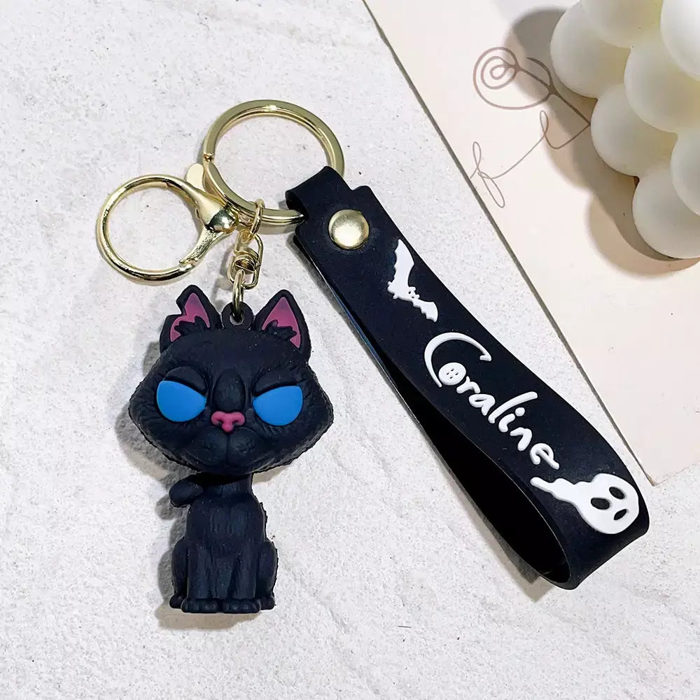 Criativo dos desenhos animados filme de ação coraline figura boneca modelo bonito boneca pvc chaveiro ornamento chaveiro pingente crianças presentes