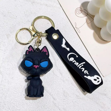 Criativo dos desenhos animados filme de ação coraline figura boneca modelo bonito boneca pvc chaveiro ornamento chaveiro pingente crianças presentes