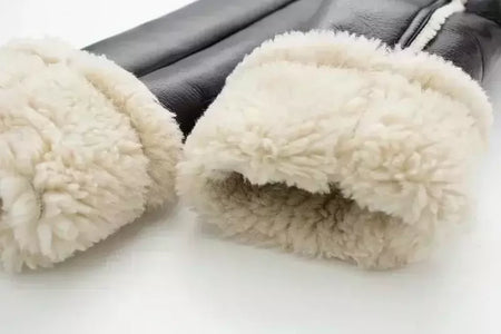 Jaqueta de shearling falso feminina, casaco de pele de carneiro, jaquetas retrô motociclista, tops, inverno