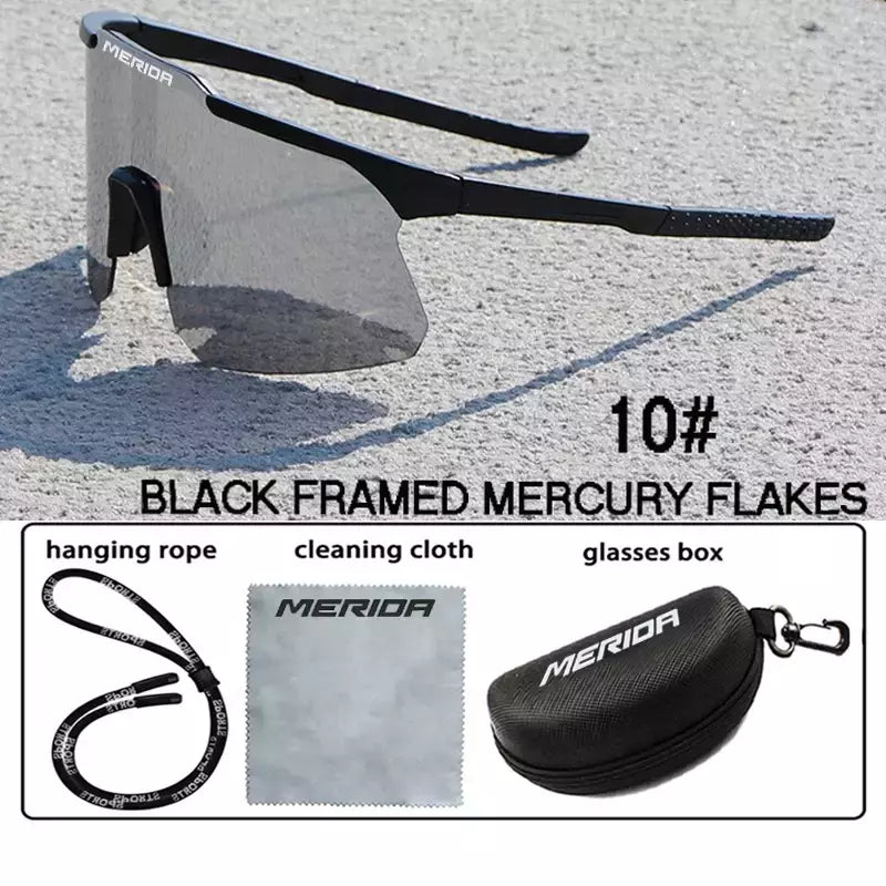 Merida-Óculos de sol para homens e mulheres, óculos esportivos, UV400, óculos de equitação, mountain bike, bicicleta de estrada, lentes ao ar livre com estojo
