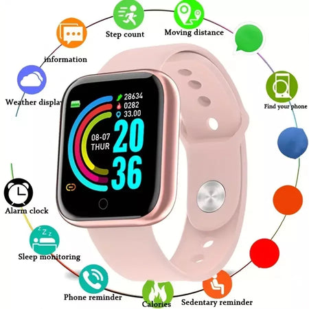 Relógio masculino eletrônico pulseira de fitness smartwatch relógio inteligente y68 d20 monitor sono presente para ios android smartphones despertador