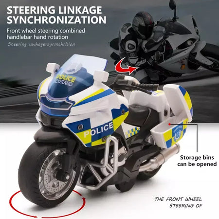 1/14 modelo de carro liga puxar para trás motocicleta locomotiva masculina carro de polícia com luz e veículos de simulação de música brinquedos infantis