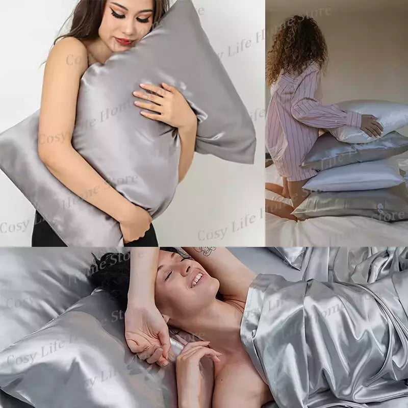 Luxo Satin Bedding Set Capa de edredão com fronha Estilo Europeu King Queen Size Confortável Bed Set Covers Folha de linho