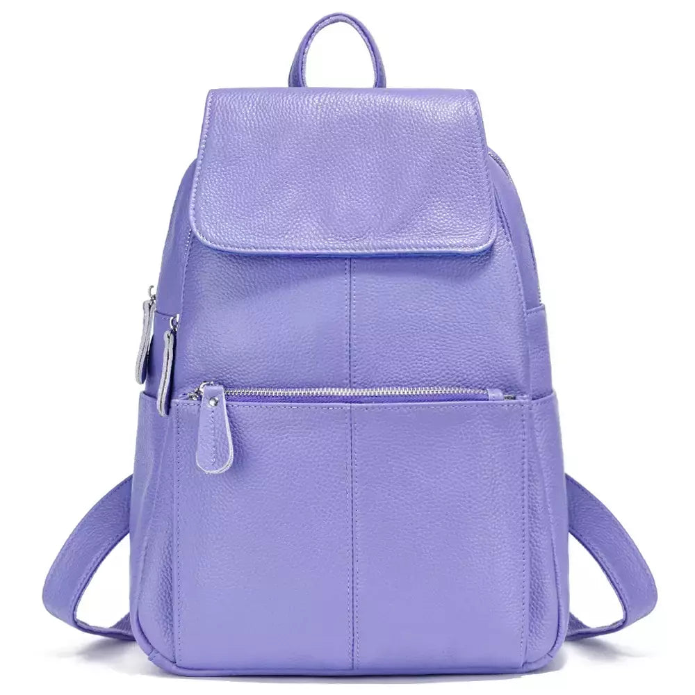 Mochila Zency-Anti-Roubo de Couro Feminina, Mochila de Grande Capacidade, Bolsa Designer de Viagem, Couro Branco, Qualidade, Elegante, A ++