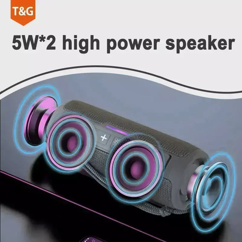 T & g tg365 portátil bluetooth alto-falante duplo baixo led subwoofer sem fio à prova dwaterproof água ao ar livre boombox fm aux bt tf leitor de música