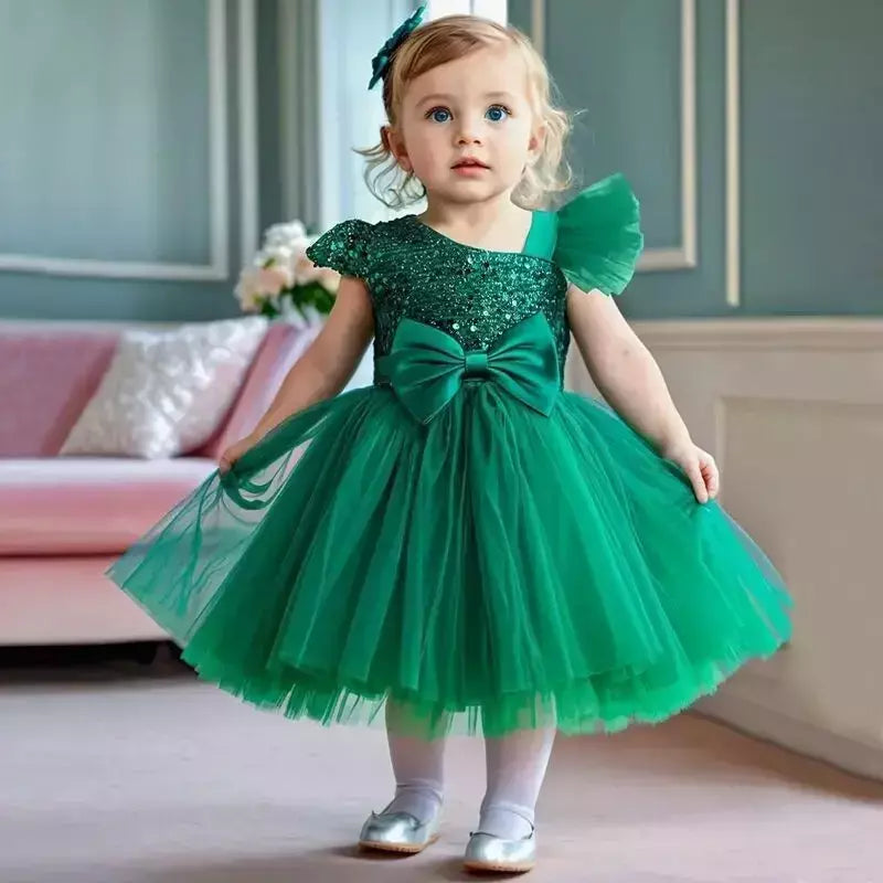 Vestidos de lantejoulas princesa feminina, vestido de batismo, festa de casamento infantil, Natal, vestido novo de luxo, 2022