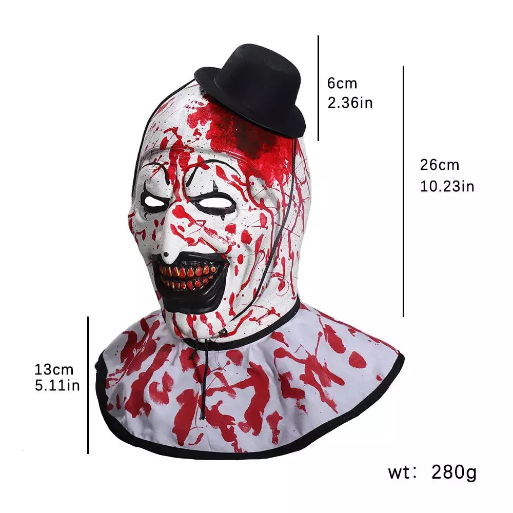 O palhaço Cosplay Máscara, Terror Sangrento Terrifier 3 Arte, Demônio Joker Assassino, Capacete de látex, Festa de Carnaval de Halloween