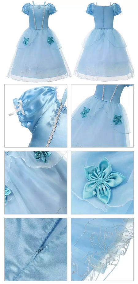Crianças cosplay traje menina verão pageant lantejoulas fantasia crianças cinderela carnaval roupas princesa vestido de aniversário 3-10 ano