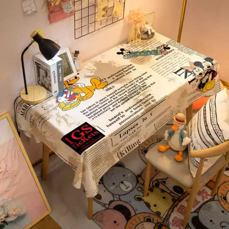 Toalha De Mesa Mickey Mouse Dos Desenhos Animados Da Disney Para Crianças, Mesa De Jantar Americana, Toalha De Mesa De Café Retro, Toalha De Mesa Quadrada